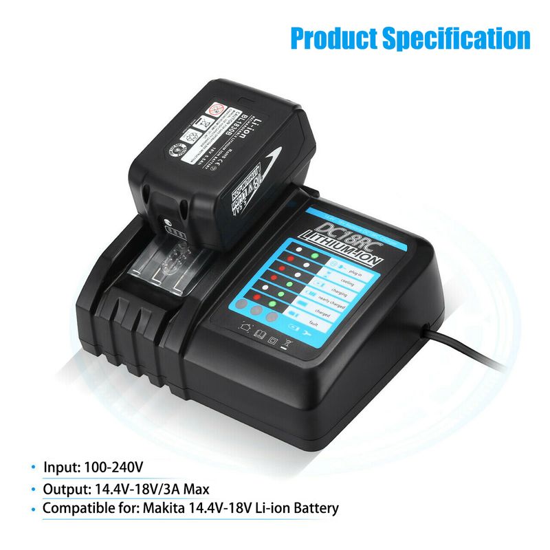 DC18RC Für Makita 18V Bohrer Batterie Ladegerät 3A Li-Ion Ladegerät für Makita 14,4 V 18V LXT BL1815 BL1860 BL1430 BL1450 BL1830_voghion.com