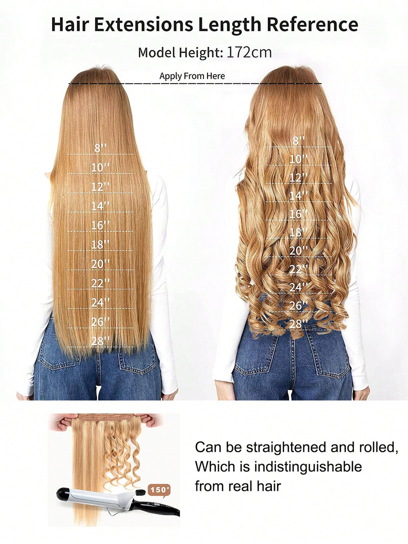 Extensii de păr sintetice, blond murdar, cu extensii naturale ondulate, în perucă, culoare invizibilă, cu rădăcină_voghion.com
