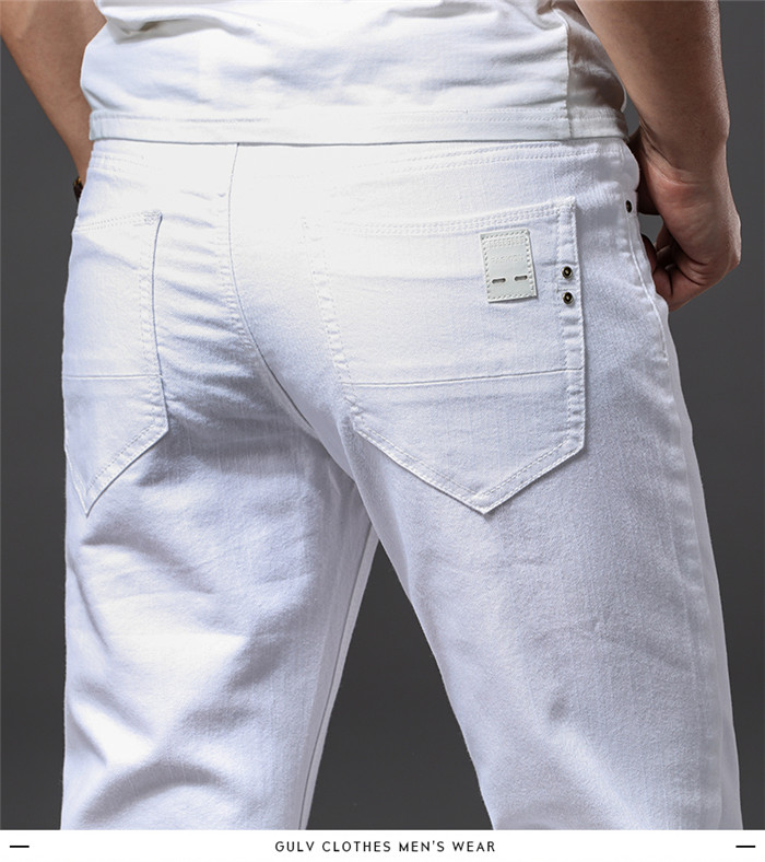 Herre Hvite Jeans Mote Avslappet Klassisk Stil Slim Fit Myke Bukser Herremerke Avanserte Stretchbukser_voghion.com