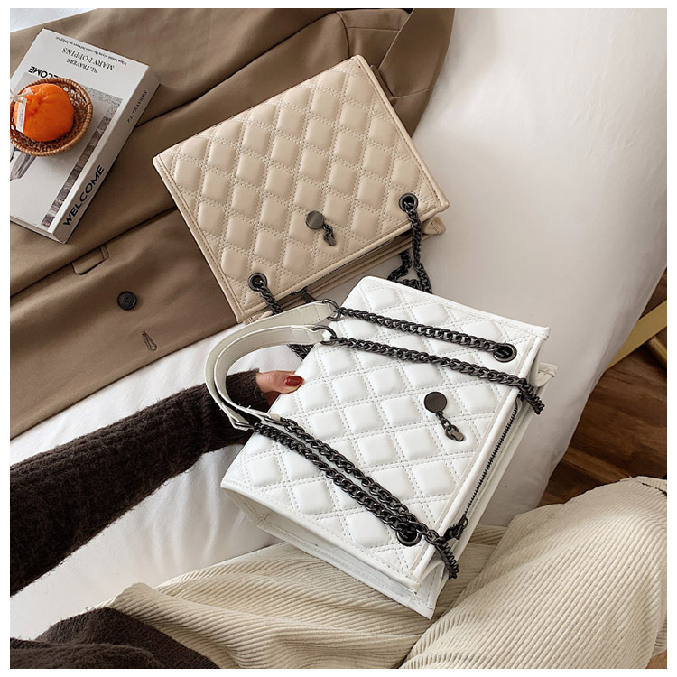 2023 primavera e l'estate nuova moda monospalla ascellare borsa filo ricamo rombico borsa tendenza catena tote bag donne_voghion.com