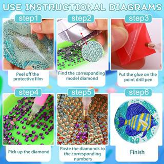 6pc/sets Diamond Painting Coasters with Holder Flower Butterfly Diamond Art Coasters DIY Crafts for Adults Diamond Diy Gift_voghion.com