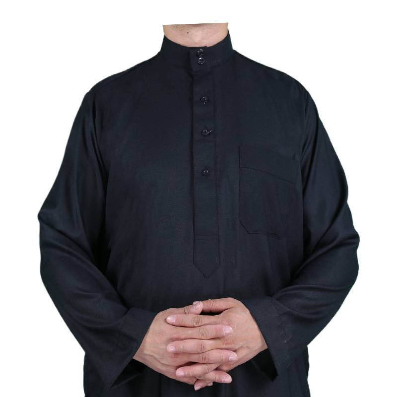 Herrenbekleidung Neue Herrenrobe Robe Langes Kleid Herren Langes Kleid Stehkragen Baumwolle und Leinen_voghion.com