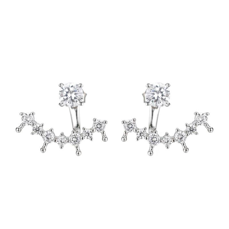 S925 Silver Women's Earrings Crescent Moon With Adjustable Height And Multiple Wearing Methods 50 Points Moissanite Earrings_voghion.com
