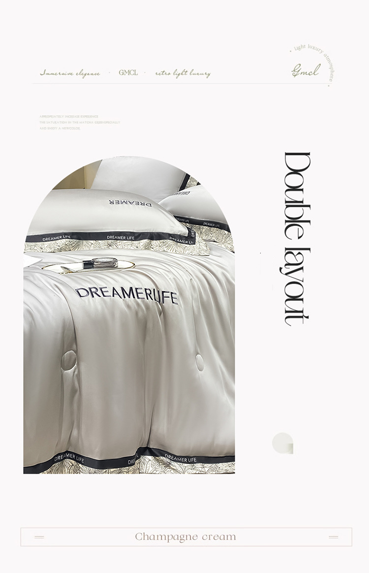 Set di piumoni estivi di lusso in tencel lavato - Biancheria da letto in seta ghiacciata di alta qualità, 4 pezzi, per letto singolo/matrimoniale (lavabile in lavatrice)_voghion.com