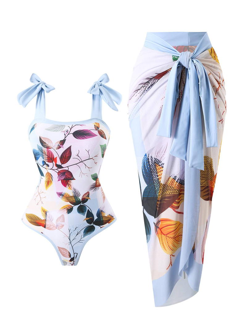 Women's Clothing Two Piece Skirt Multi Color Print Sexy Bikini Set_voghion.com