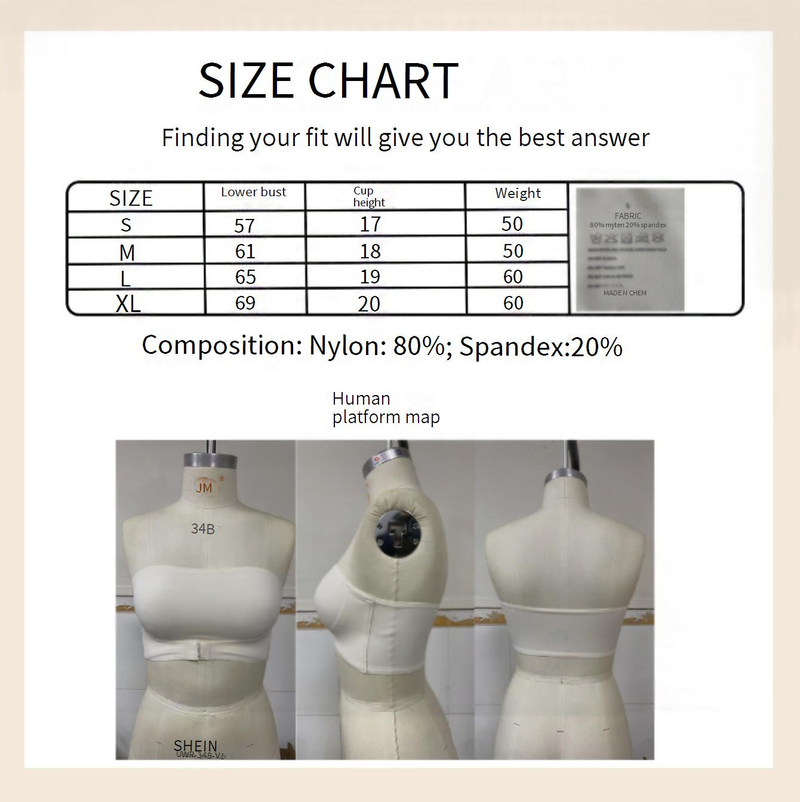 Reggiseno bustier senza spalline con chiusura frontale, push-up senza cuciture, con leggera imbottitura, senza ferretto, comfort, tessuto in nylon liscio e traspirante_voghion.com