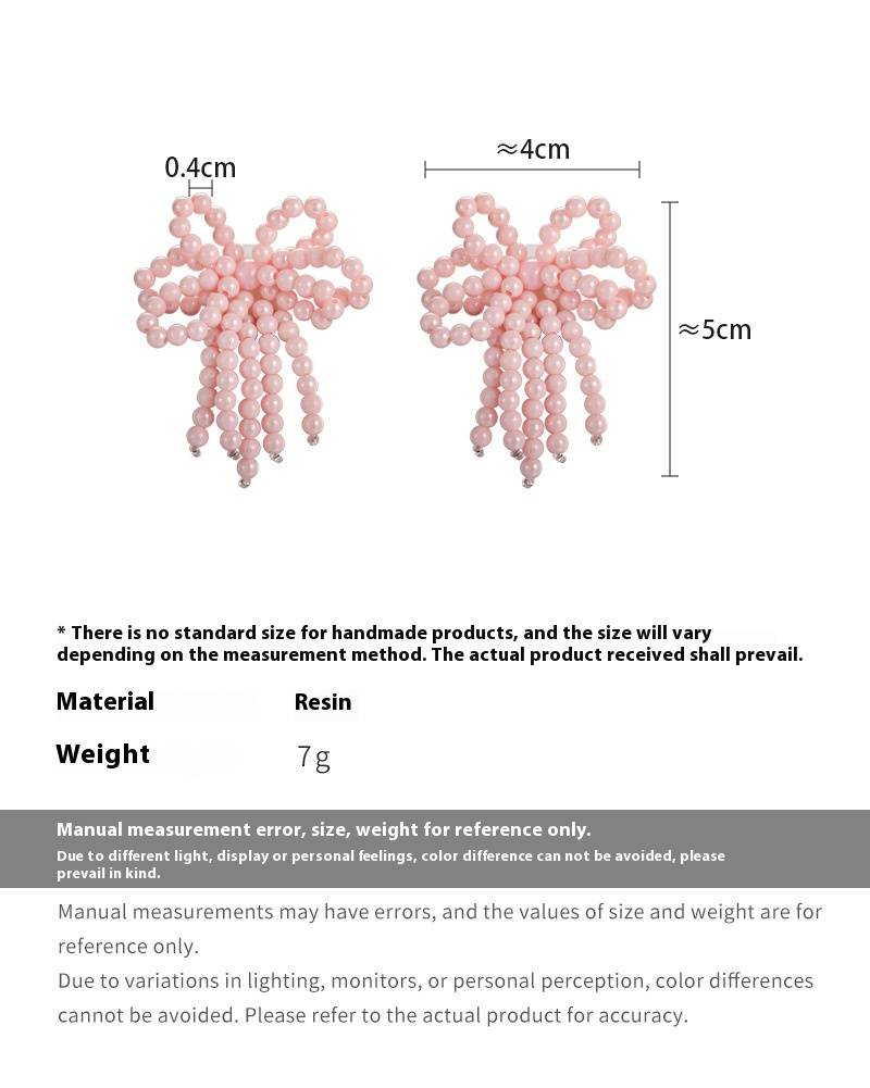 Spring And Summer Girl Beaded Bow Shoe Buckle Retro Knotted Sweet Pink Handmade Beaded Tassel Shoe Accessories_voghion.com