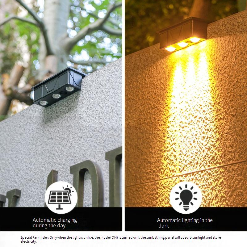 Luci solari per gradini, luci da giardino impermeabili per esterni con accensione/spegnimento automatico, LED bianco caldo per illuminazione di patio, vialetti, terrazze e recinzioni._voghion.com