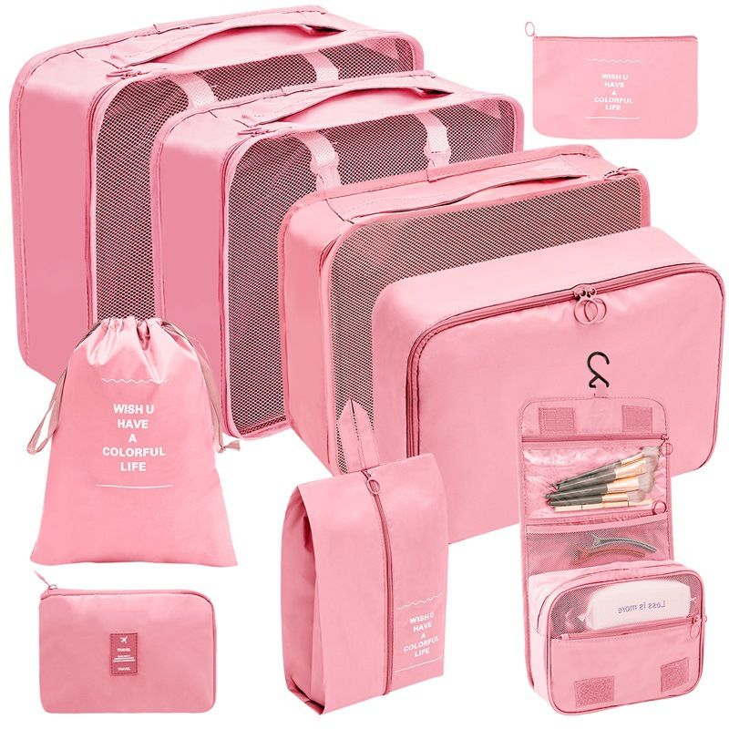 New Travel Storage Bag 9-piece Set Digital Toiletries And Cosmetics Sorting Storage Bag Clothes Shoes Luggage Travel Bag_voghion.com