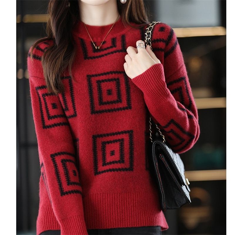 Maglione oversize a quadri – Pullover in maglia grossa con coste a contrasto (nero/rosso/arancione/verde) | Maglia a trecce ispirata allo streetwear giapponese_voghion.com