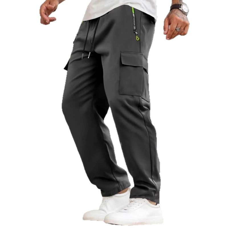 Pantalon cargo homme taille européenne - Coupe ample, jambes droites, décontracté, avec de multiples poches, coupe-vent et polyvalent pour les activités de plein air et le quotidien._voghion.com