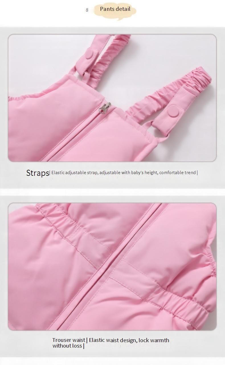 Premium Kids' Snow Ski Overalls With Hood - Warm Winter Padded Jumpsuit For Toddlers (80-120cm) - Soft Nylon Shell & 90% White Duck Down_voghion.com