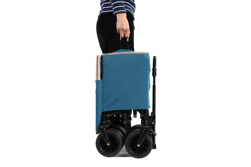 Beach Wagon,Collapsible Wagon 220lbs With Big Wheels Foldable Wagon Carts, Heavy Duty 300L Folding Utility Garden Cart With Big All-Terrain Beach Wheels & Drink Holders. Blue_voghion.com