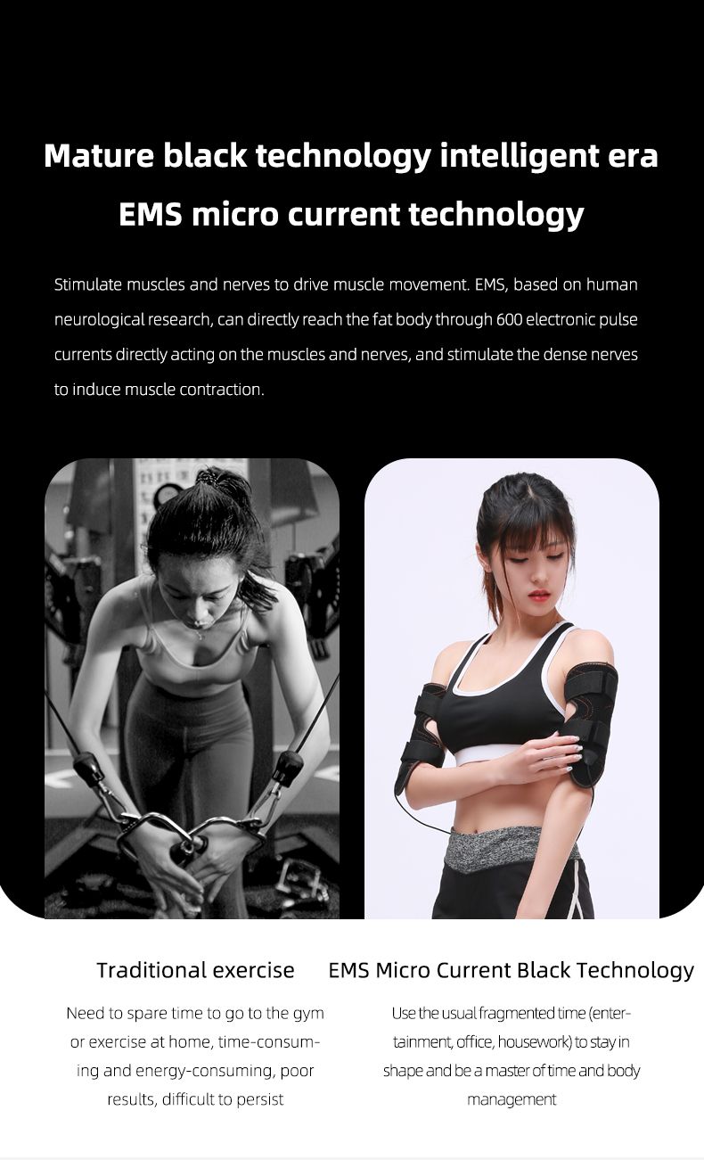 Elektrisk muskelstimulator ABS toningsbelte, treningssport vekttap kroppsformer vibrator mage midje massasjeapparat EMS arm_voghion.com