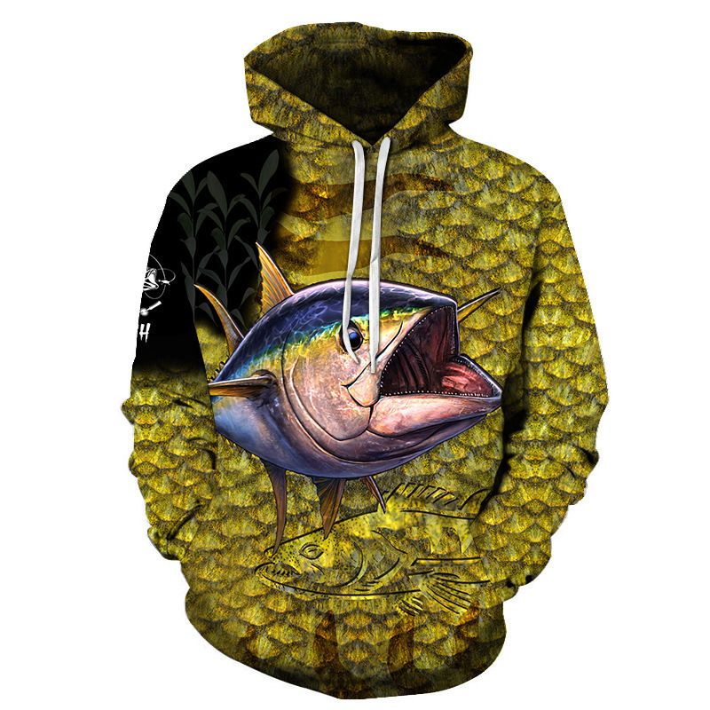 2024 Couple Men's 3D Printed Hoodie Digital Print Fish Sweatshirt_voghion.com
