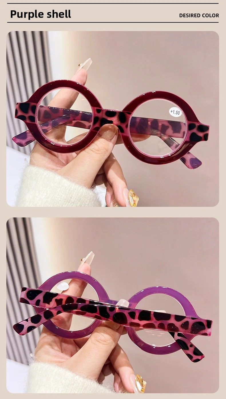 Occhiali da lettura da donna con montatura rotonda, giovanili, alla moda, di alta qualità, personalizzati, ad alta definizione, anti luce blu_voghion.com