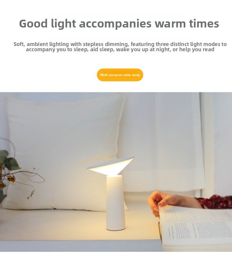 Eye Protection Rechargeable New Folding Reading Study Desk Lamp Home Bedroom Touch Three-Color Stepless Dimming Gift_voghion.com