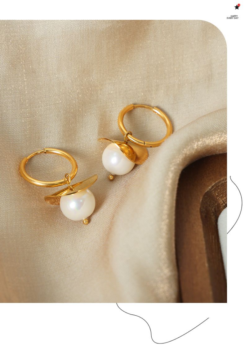 Orecchini retrò alla moda, leggeri, di lusso, semplici, in acciaio al titanio, placcati in oro, con perline, orecchini di design di nicchia, gioielli_voghion.com