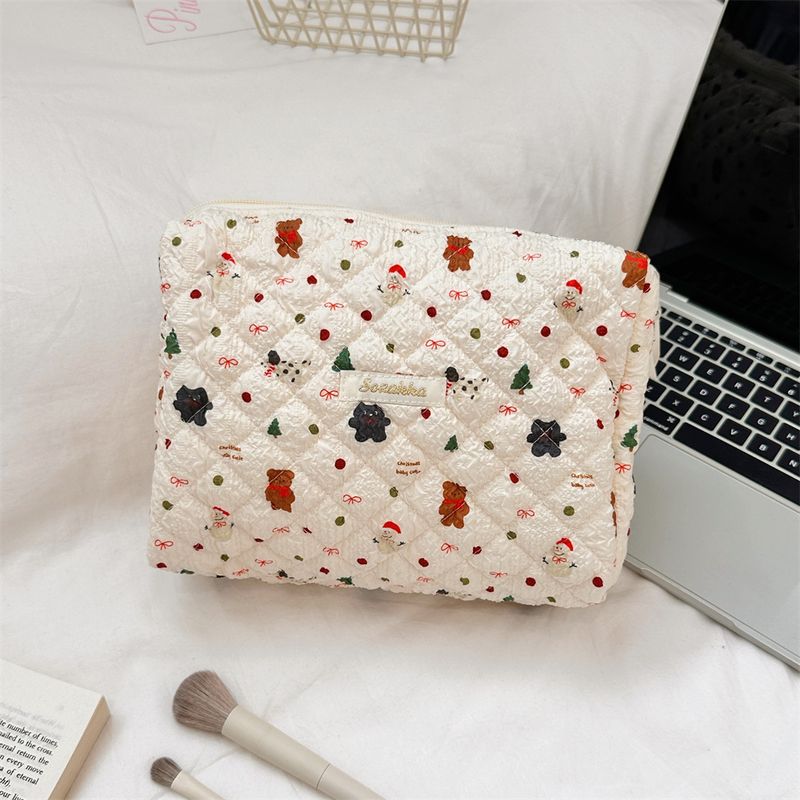 Stilvolle, gesteppte Kosmetiktasche mit großem Fassungsvermögen – perfekt für Reisen, Kosmetik und Alltagsgegenstände – trendige Tier- und Blumenmuster_voghion.com