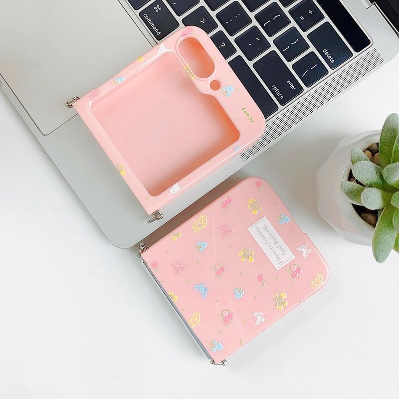 50704555550<=3 Coque de téléphone empilable style coréen, étiquette anglaise papillon, compatible avec Z Flip 3/4/5 générations, 40 % de réduction_voghion.com