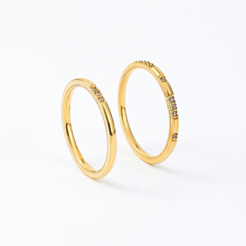Titanium ring for couples, simple and extremely thin index finger set with diamond tail plain ring, stainless steel_voghion.com