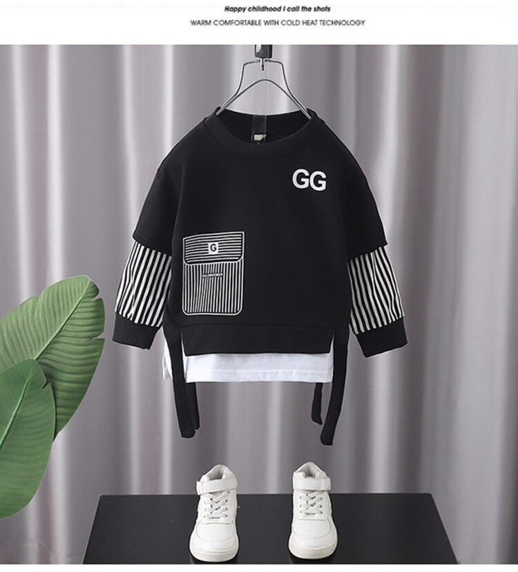 Herbstanzug für Jungen, zweiteiliges Set für Kinderpullover, kleine und mittlere Größe, schwarze koreanische Version, hübscher Frühling_voghion.com