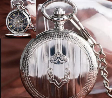 Metal White Polished Double Open Cover Mechanical Glossy Student Gift Commemorative Pocket Watch_voghion.com