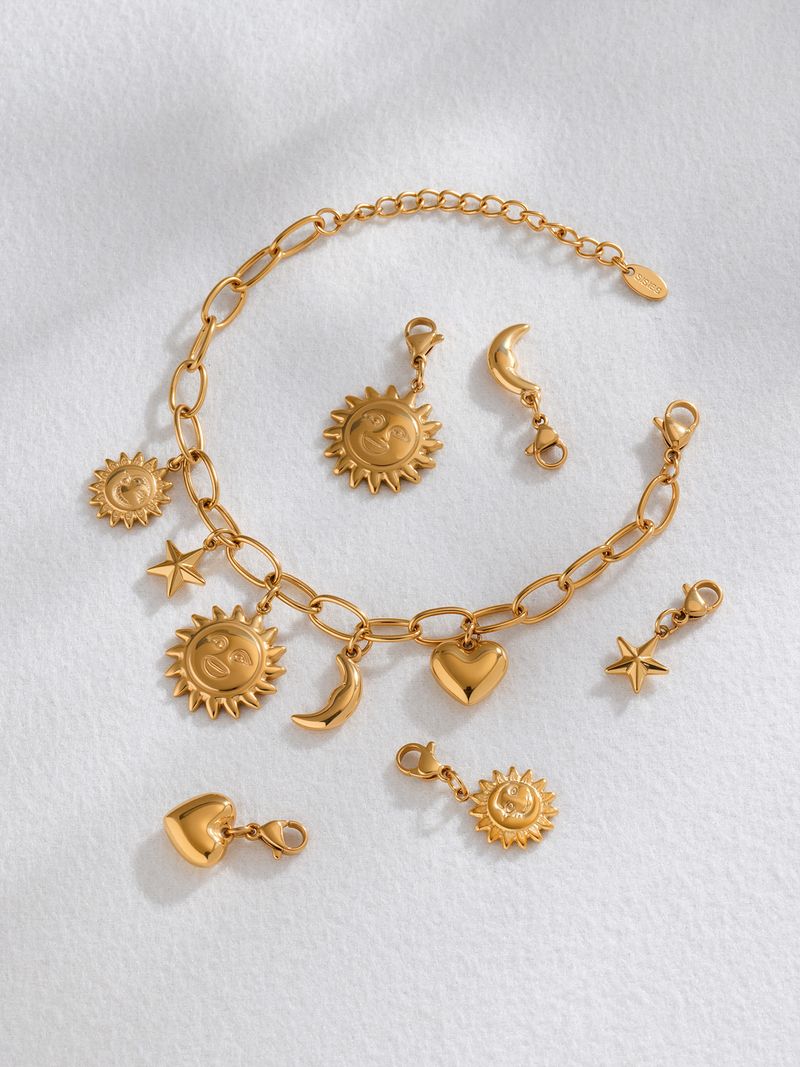 Damenschmuck Sonnengöttin Mond Liebe Herz Multi Zubehör DIY Armband Edelstahl Beliebter Fußkettchen Schmuck_voghion.com