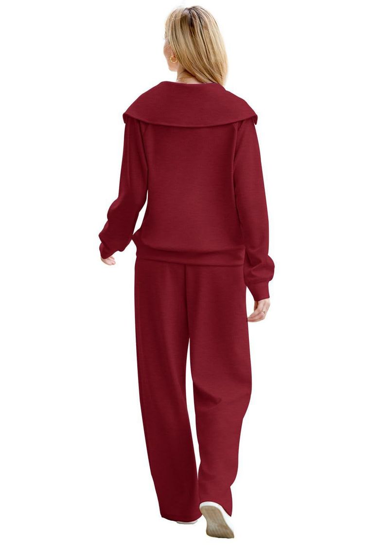 K Casual Sportswear Set With Zipper Long Sleeve Hoodie And Wide-leg Pants Two-piece Set_voghion.com