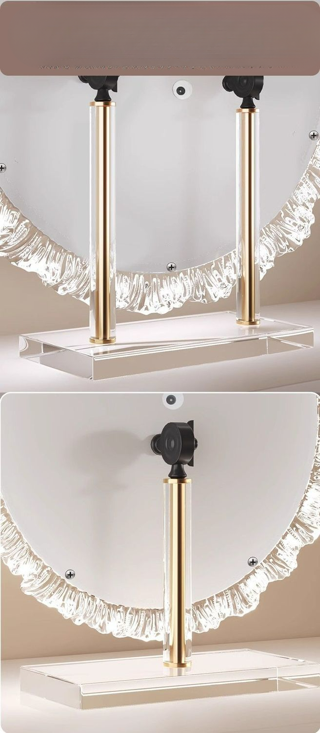 【 Collezione 2721 People 】 Specchio da toeletta da tavolo per camera da letto con base in acrilico a forma di girasole, luminoso a LED_voghion.com