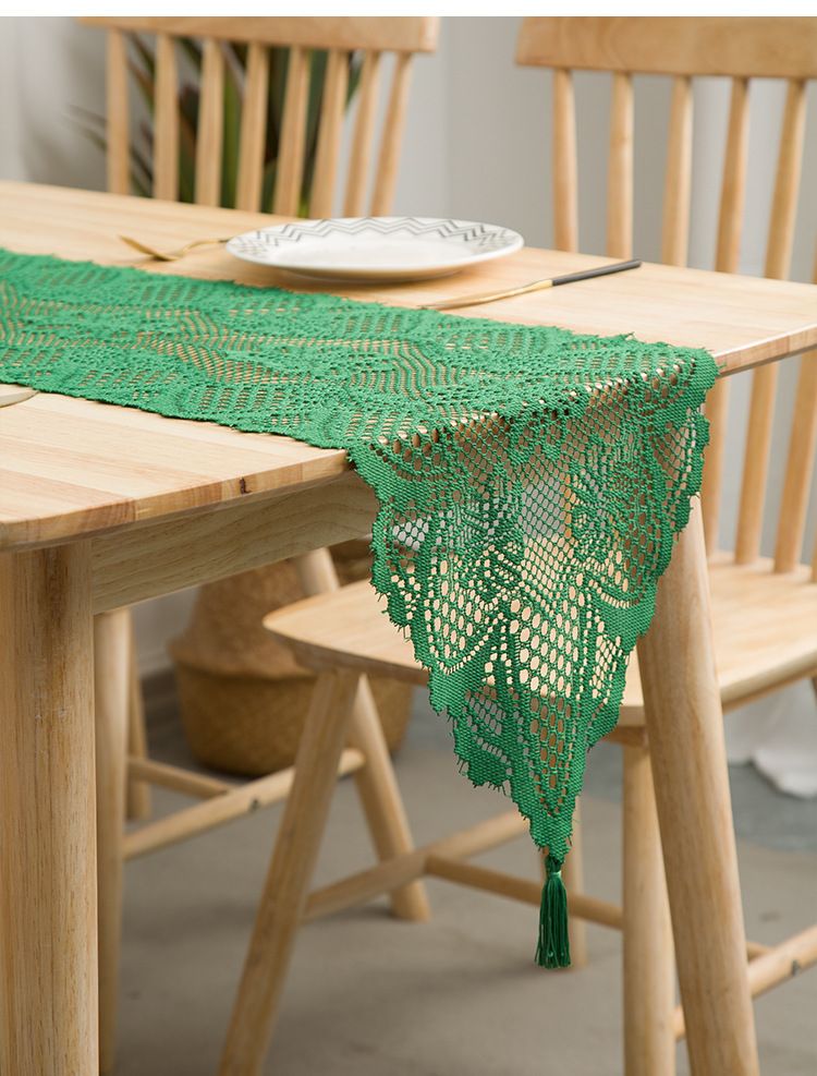 White Lace Table Runner With Tassels 72 Inch Boho Dining Table Decor Farmhouse Wedding Party Lightweight Washable Fits 6-8 Seater Table_voghion.com