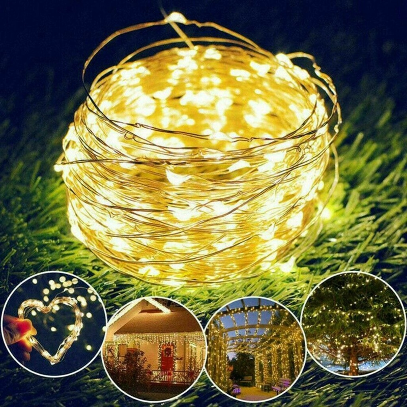 Guirnalda de luces LED con cable de cobre USB, luces de hadas para exteriores, impermeables, para Navidad, bodas, fiestas, decoración del hogar y la habitación_voghion.com