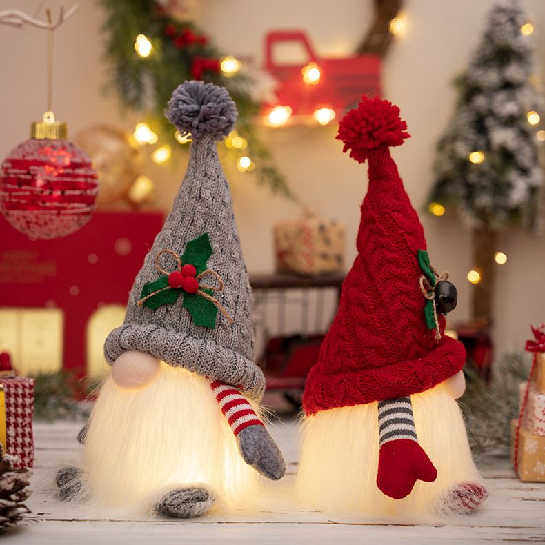Neu Weihnachtsschmuck Weihnachten gehobenen mit Lichtern Zwerg Strickmütze leuchten Rudolph Puppe Dekoration_voghion.com