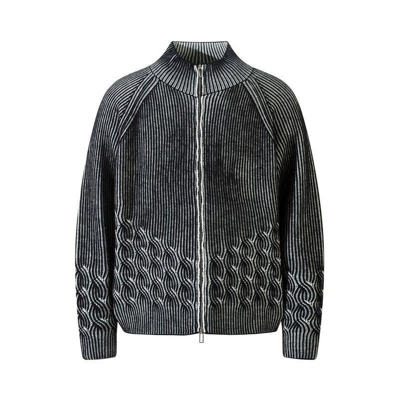 Herrenbekleidung Retro halbhoher Kragen Reißverschluss Strickjacke Herren Reißverschluss Strickjacke Pullover Top_voghion.com