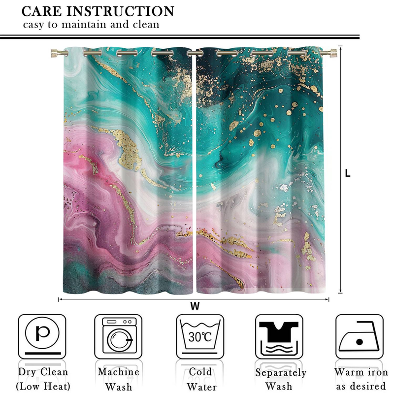 2 stykker mørklægning 3D marmormønster print, velegnet til stue, soveværelse eller boligindretning, romantisk værelsesdekoration_voghion.com