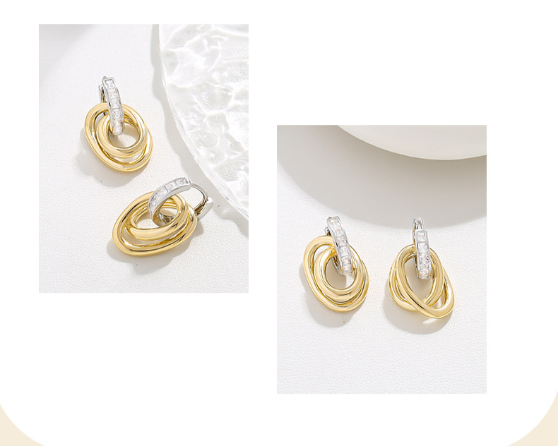 Damenschmuck Temperamentvolle, einfache Zirkon-Metall-Ohrschnallen, modische, vielseitige Ohrringe, Nischenohrringe, leichte, luxuriöse High-End-Sommerohrringe_voghion.com