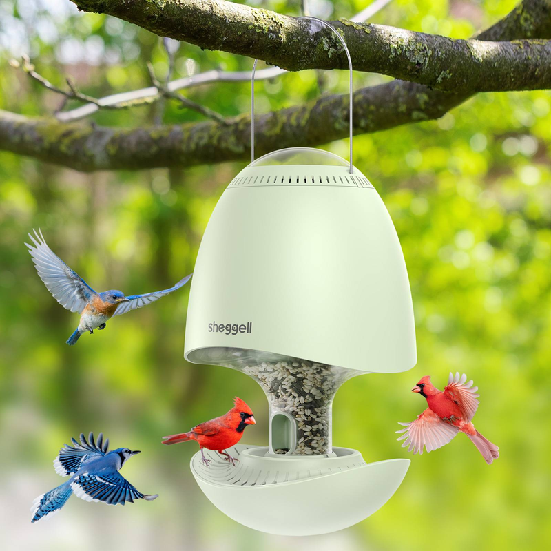Vogelfutterspender, intelligenter, drehbarer Vogelfutterspender zum Aufhängen im Freien, eichhörnchensicherer Vogelfutterspender, automatischer Samentrockner_voghion.com
