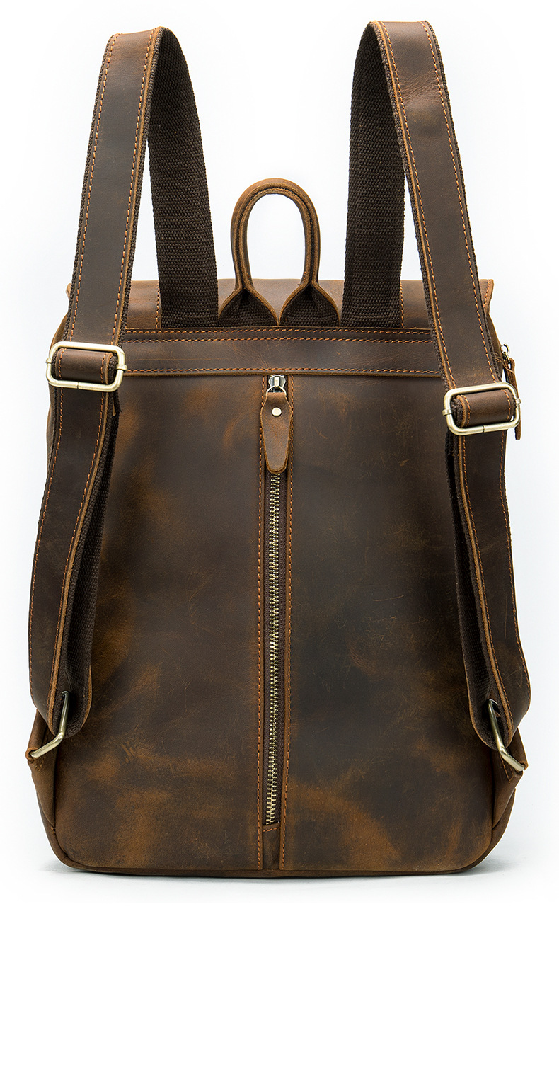 Leather Men's Backpack Large Capacity Business Travel Cowhide Backpack Laptop Bag Men_voghion.com