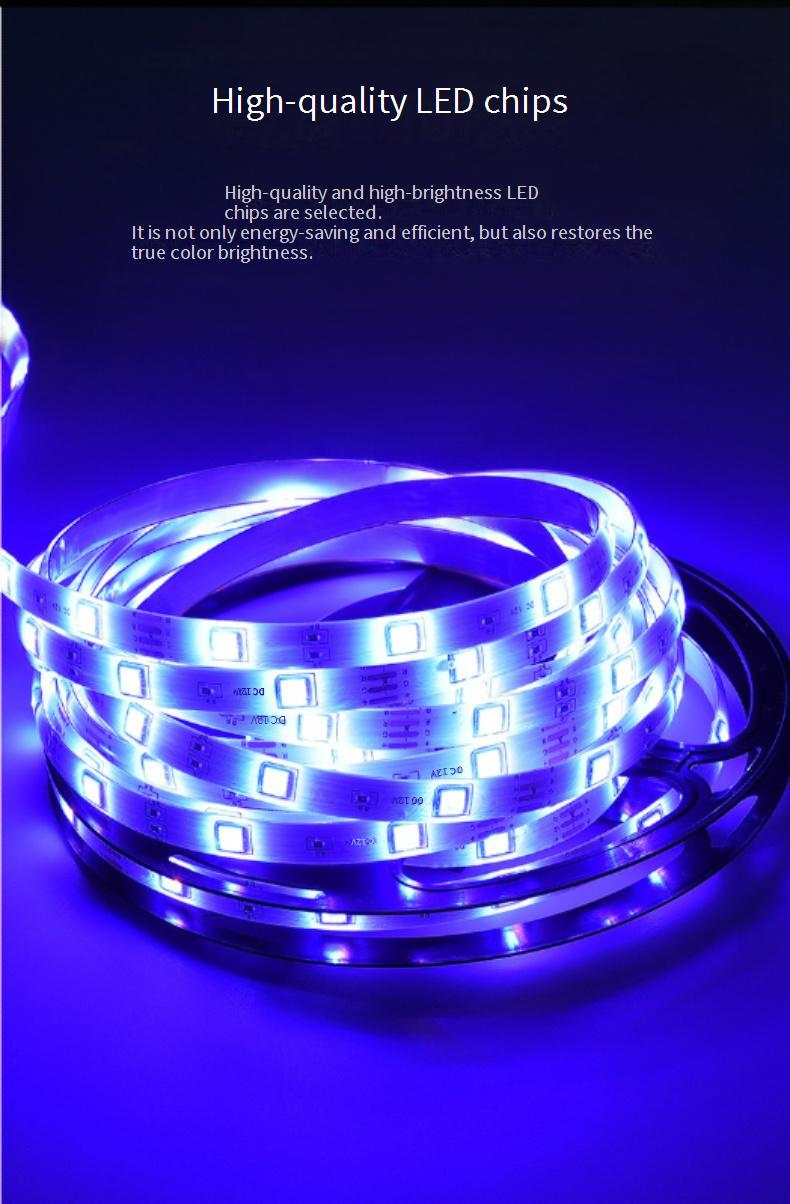 12V RGB LED Strip Lights With 24/44 Key Remote Control - 5050/2835 SMD Chip, Waterproof, Smart WiFi/IR/Bluetooth Controller_voghion.com