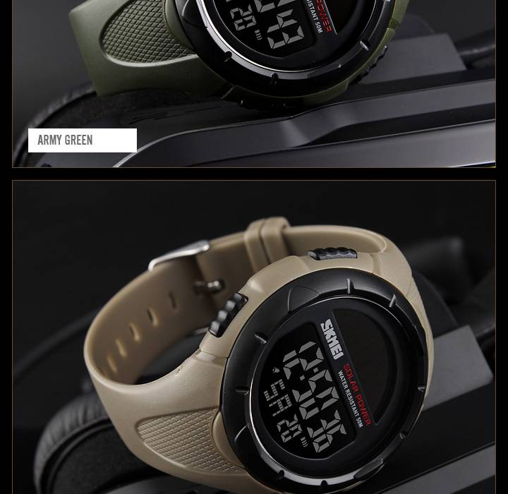 14050 Solarbetriebene Smartwatch mit Zeit, Stoppuhr, Wochenanzeige, Alarm, Datum, EL-Hintergrundbeleuchtung, 50 m Wasserdichtigkeit, 12/24-Stunden-Format_voghion.com