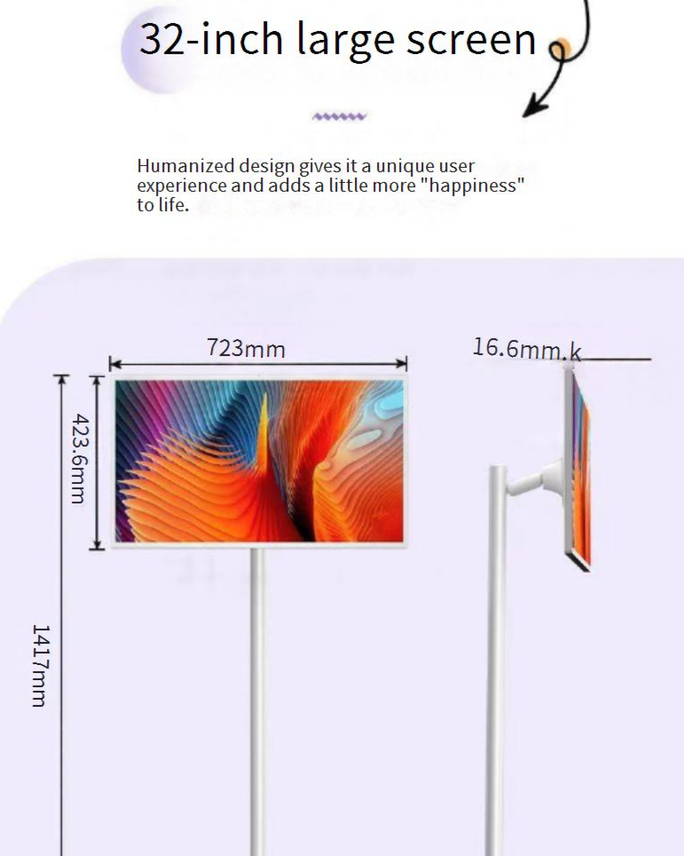 32 Inch Portable Touchscreen Smart Display With Android OS, MTK Octa-Core Processor, 128GB Storage & IPS Screen – Ideal For Live Streaming_voghion.com