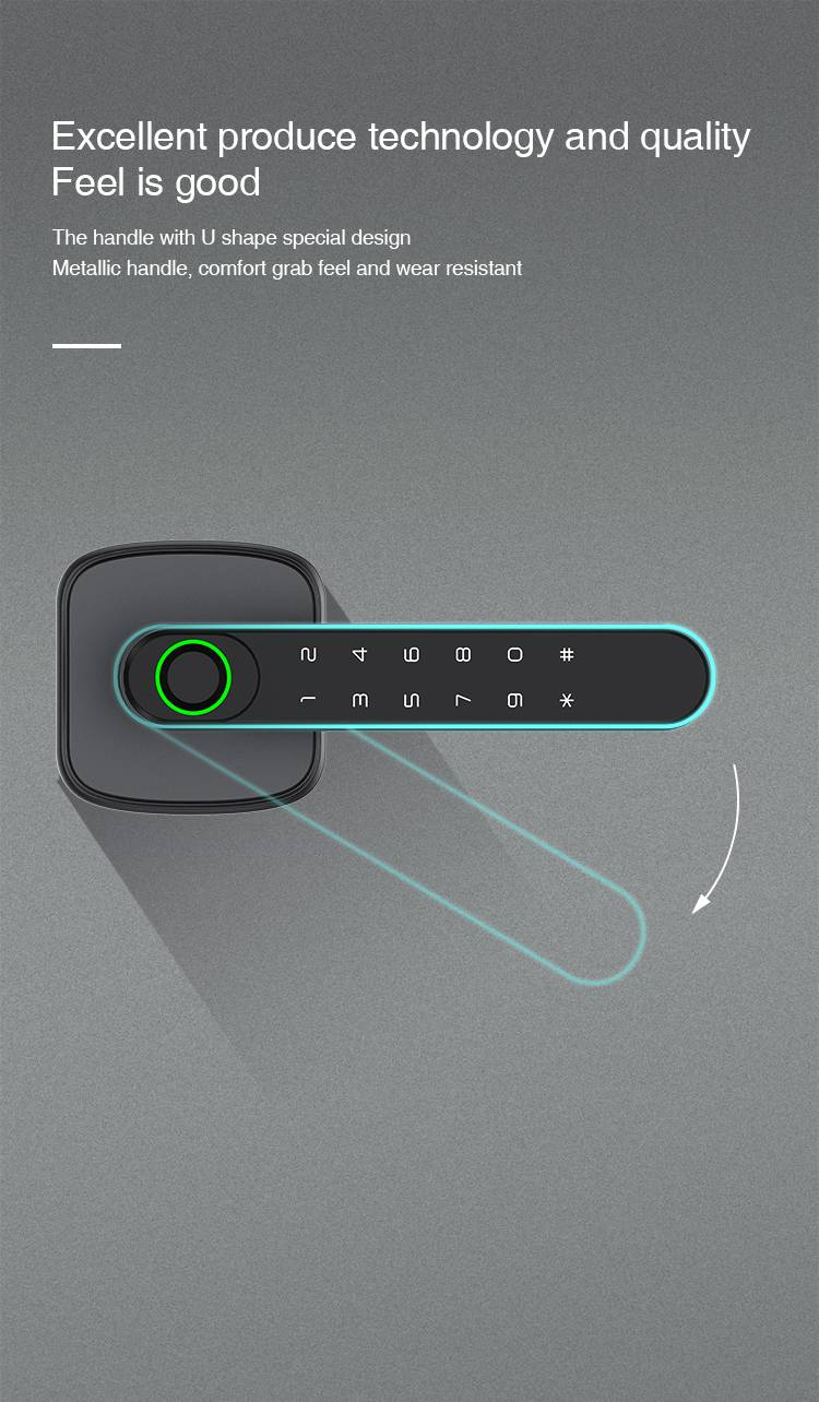 Maçaneta biométrica inteligente Tuya com impressão digital K1 Plus_voghion.com