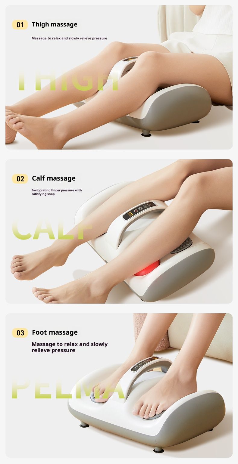 Massaggiatore per piedi grigio-bianco con calore - 3 velocità di impastamento, vibrazione e timer - Macchina portatile per terapia plantare Shiatsu per uso domestico_voghion.com