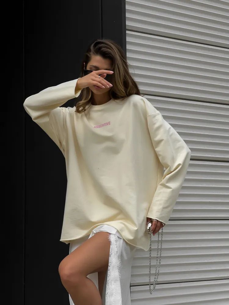 Felpa casual alla moda da donna, ampia, tinta unita, oversize, con scollo rotondo, a maniche lunghe_voghion.com