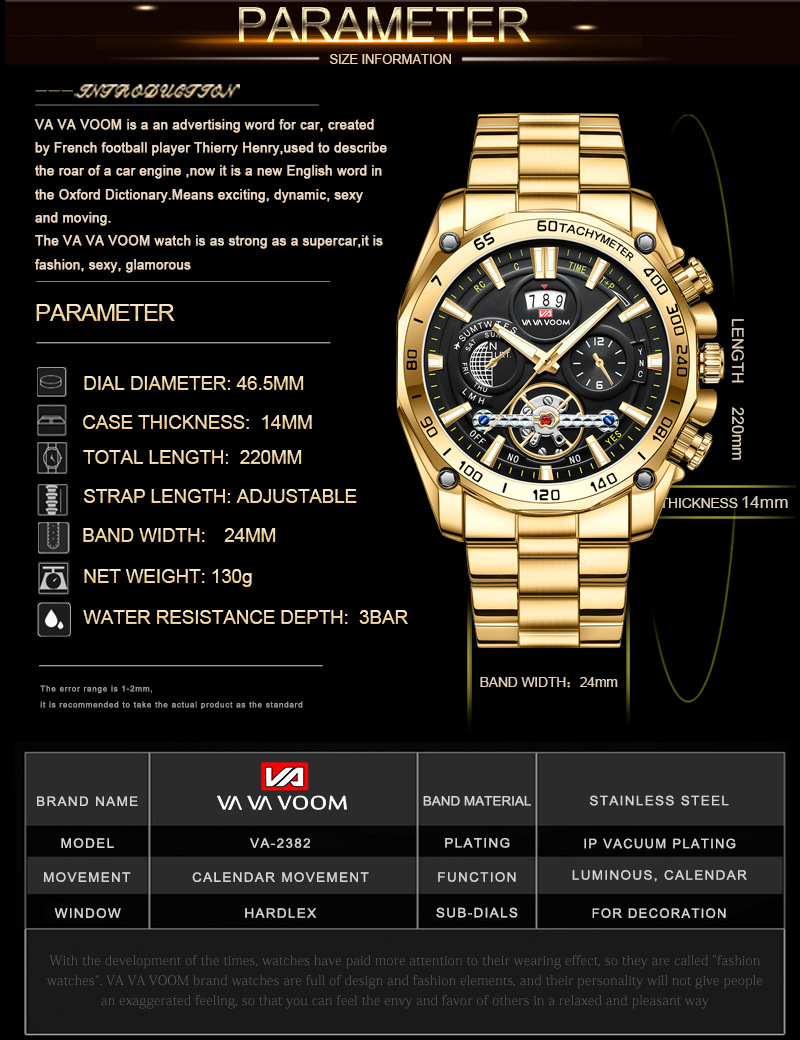 VA VA VOOM herreklokke Lysende moteklokke Herreklokke Tourbillon-klokke_voghion.com