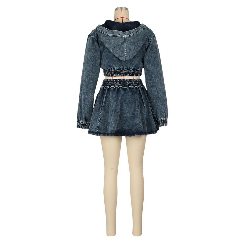 Dameskleding Denim Rok Pak Gewassen Denim Jas Sexy Korte Rok Lente Herfst Zomer_voghion.com