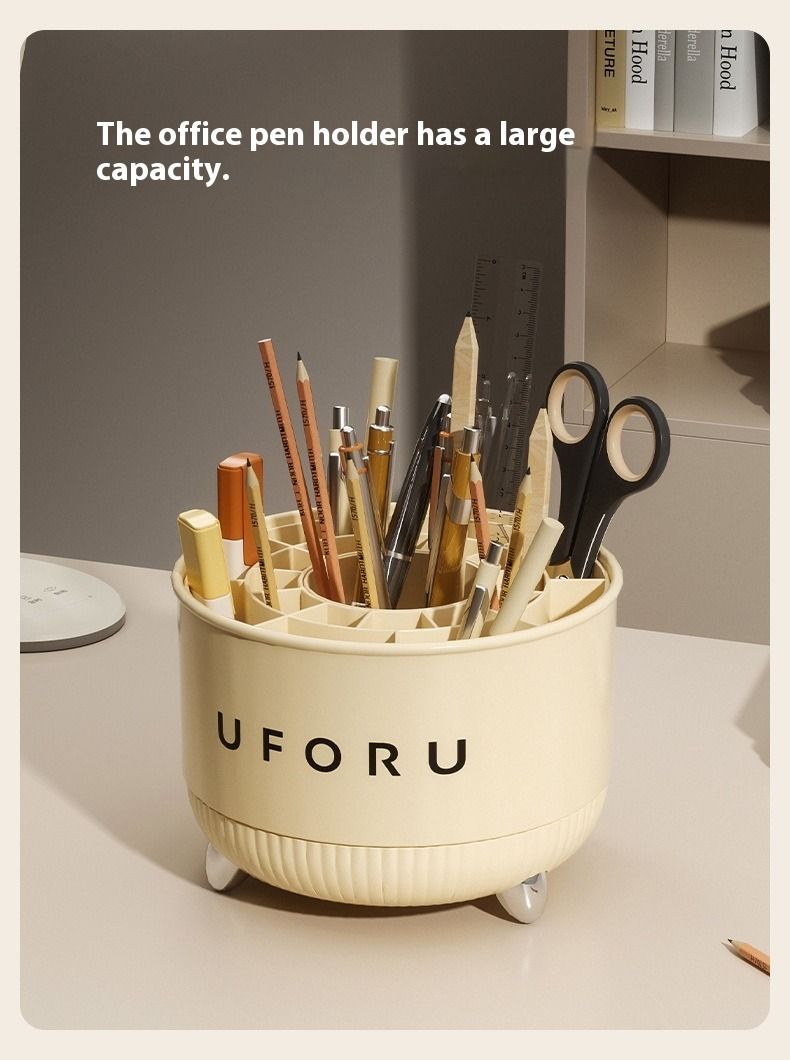 Uforu Aufbewahrungseimer für Make-up-Pinsel, drehbarer Stifthalter für den Schreibtisch, für das Schlafzimmer, für Augenbrauenstift und Lidschatten_voghion.com