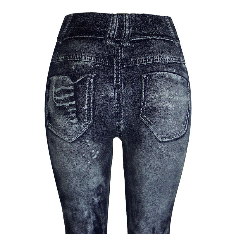 Leggings imitation denim pour femmes, pantalons multicolores populaires à neuf points pour soulever les hanches_voghion.com