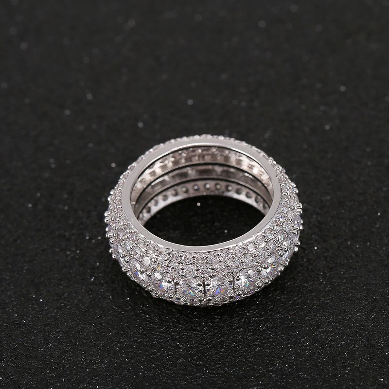 Anello Hip Hop con Zirconi Cubici da Uomo e da Donna - Anello con Zirconi Cubici a 5 File con Micro Pavé e Design Geometrico - Anello Hip Hop da Uomo_voghion.com