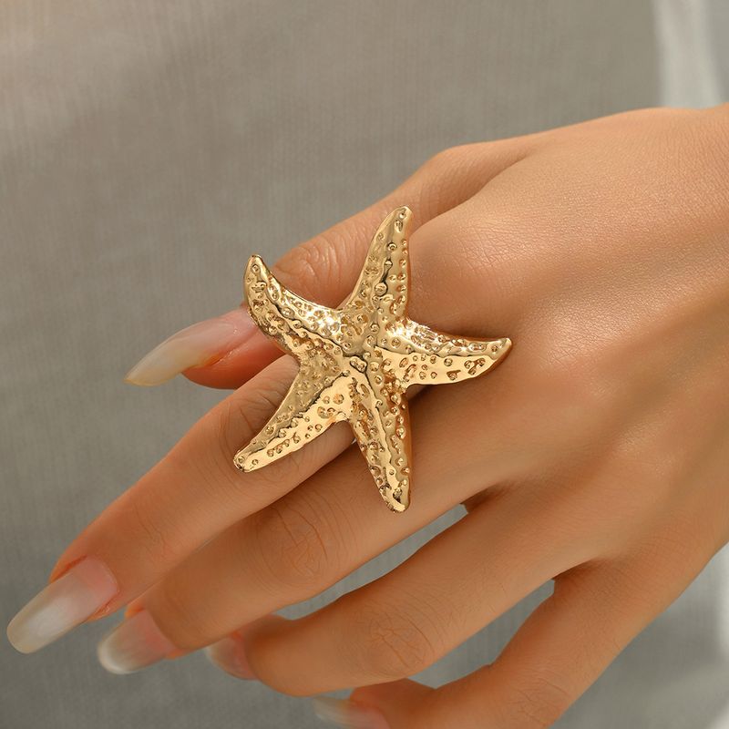 Sommer Ozean Elemente Geometrische Offene Armband Strand Urlaub Stil Conch Seestern Ring Für Frauen_voghion.com
